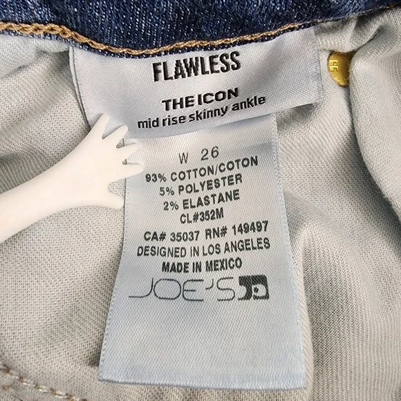 JOES JEANS Flawless The Icon Mid Rise Skinny Ankle Jeans Womens‎ Size 26 Blue - Picture 3 of 14